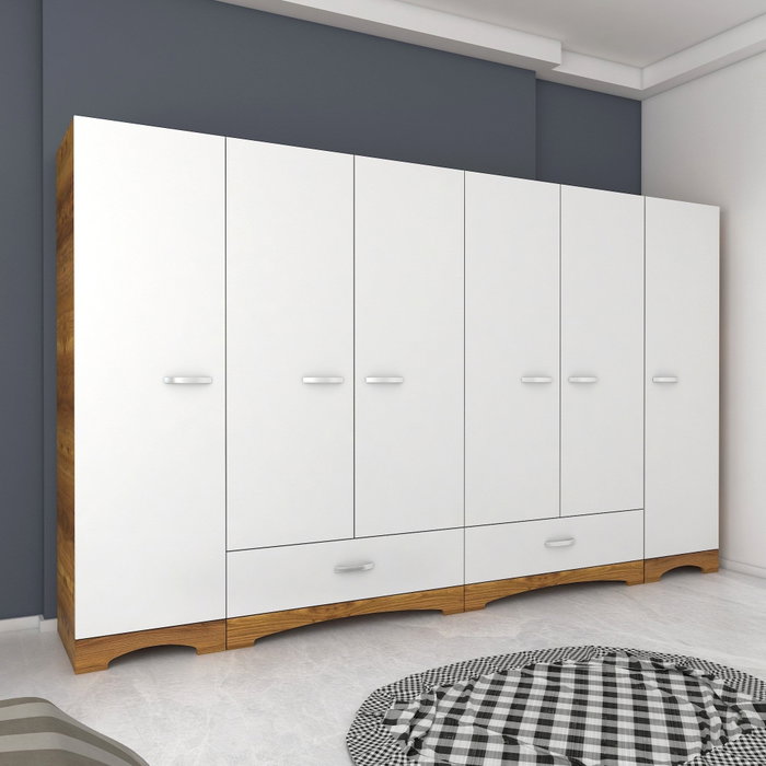 Hanah Home Armario F4 - 524 Blanco y Nogal Hanah Home Armario F4 - 524 Blanco y Nogal